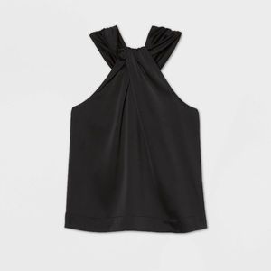 PROLOGUE BLACK SLEEVELESS SATIN TOP